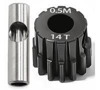 Pignon de 0,5 m en acier trempé 14T - Alésage de 3,175 mm avec adaptateur de 2,3 mm - Engrenage de moteur de précision pour ARRMA 1/14 Typhon 1/16 Mojave 1/18 Granite, Losi 1/12 NASCAR, 0,5 Mod Gear