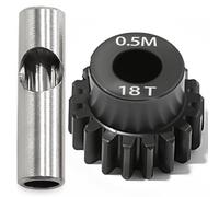 Pignon de 0,5 m en acier trempé 18T - Alésage de 3,175 mm avec adaptateur de 2,3 mm - Engrenage de moteur de précision pour ARRMA 1/14 Typhon 1/16 Mojave 1/18 Granite, Losi 1/12 NASCAR, 0,5 Mod Gear