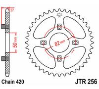 Pignon de chaîne JT Sprockets 420 38Z diamètre intérieur 50mm cercle de trous 82mm