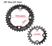 Pignon De Pédalier À Double Chaîne Pour Vtt,Pièces De Plaque Dentée,Plateau De Vélo,22t,24t,26t,28t,36t,38t,64bcd,104bcd - Type 36t Alloy-22t Steel
