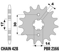 Pignon de sortie de boite PBR acier standard 2166 - 428