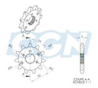 Pignon De Sortie De Boite Teknix Pour Moto Derbi 50 Senda Sm X-Treme 2018 À 2012 Neuf