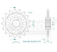 Esjot 32172 520 Superlight Front Sprocket Argenté 17t