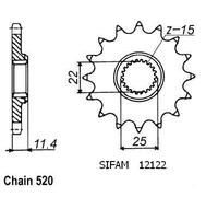 Esjot 32051 520 Front Sprocket Argenté 15t