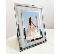 PIGPIGFLY Cadre photo 13x18cm Argent en Verre, Cadres Mariage Pailleté, Pour Photos de Bébé et Famille