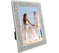 PIGPIGFLY Cadre Photo 13x18cm Argent en Verre, Cadres Photo Mariage, Cadre Photo Pailleté, Pour Photos de Bébé, Photos de Famille Et Photos de Mariage, Cadeau