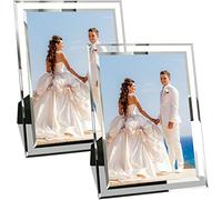 PIGPIGFLY Cadre Photo 20x25cm Argent en Verre, Pailleté, Pour Bébé, Famille Et Mariage - Cadeau