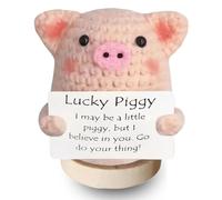 PIGPIGFLY Cochon porte-bonheur au crochet avec pièce porte-bonheur - Cadeaux de richesse et de positivité pour femme, cadeaux sur le thème du cochon pour anniversaire/nouvelle maison, cadeaux d'examen