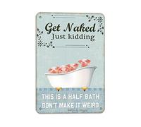 Pigs Get Naked Just Kidding This Is A Half Bath Tin Retro Look 20,3 x 30,5 cm Décoration murale amusante pour la maison, les toilettes, la salle de bain, la ferme, le jardin, le garage