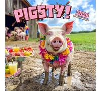 Pigsty | Calendrier mural mensuel carré 2026 30,5 x 61 cm | Sans plastique | BrownTrout | Animaux domestiques de la ferme