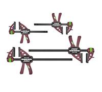 Piher Lot de 4 colliers de serrage à une main - 2 x Mini Quick 15 cm + 2 x Mini Quick 30 cm - Serre-joints et pinces d'écartement avec force de serrage de 75 kg - Colliers de serrage rapide pour bois
