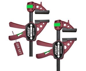 Piher Quick Einhandzwinge | 2er Set | starke Schraubzwinge mit 150kg Spannkraft | Spannen und Spreizen | (90cm)