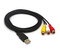 PIIHUSW Câble USB vers 3 RCA, 1,5 m de long, USB 2.0 mâle vers 3RCA femelle, répartiteur audio vidéo, AV composite pour TV, PC, disque dur, DVR (1,5 mètre)