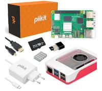 PiiKit Starter Kit pour Raspberry Pi 5 4 Go | Carte MicroSD 64 Go | Alimentation 27 W | Boîtier avec Ventilateur Intégré et Dissipateur Thermique | Câble Micro-HDMI 4K 60 Hz