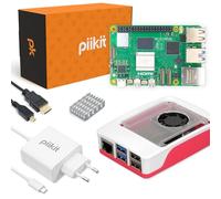 PiiKit Starter Kit pour Raspberry Pi 5 4 Go - Édition Essentielle | Alimentation 27 W | Boîtier avec Ventilateur Intégré et Dissipateur Thermique | Câble Micro-HDMI 4K 60 Hz