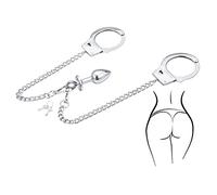 PIIKNUO Menottes BDSM avec Bouchons, Menottes Sexy en Métal avec Bouchons Anaux, Jouets Sexuels Fétichistes, Couple Flirtant avec Perles Anales, Menottes Bondage SM Play, Jouets Sexuels Bondage au Lit