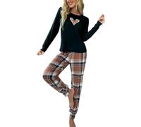 Pijama Femme Ensemble Patalon, Pyjama Femme Coton Hiver, Ensemble De Pyjama À La Maison, Avec Haut Manches Longues Et Bas De Pyjama, Deux Pièces Automne Hiver Pour Femme 2024 Nouveaux Sleepwear