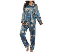 Pijamas Femme Hiver - Pyjama Deux Pièces Extensible Couleur Ding chez L'Habitant (Blue L)