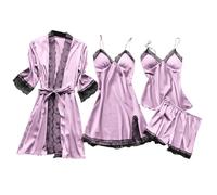 Pijamas Femme Hiver Sexy Ensemble Pyjama Nuisette Ete Érotique Womens Nightwear Combishort Short Vetement De Nuit Party Vêtements Pyjamasques Été Chic Chemise Satin Haut