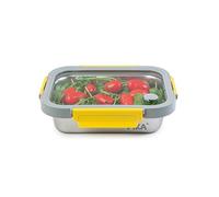 Pika - Boite alimentaire en inox et couvercle en verre trempé - Hermétique et légère - Compatible micro-ondes, four, congélateur - MetalShock (820 ml)