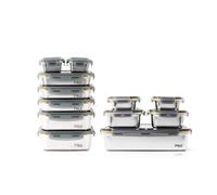 Pika | Lot de 12 boites alimentaires en inox | Batch cooking | Compatible au micro-ondes, four, congélateur | Rangement facile