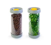 PIKA | Lot de 2 bocaux sous vide en verre 1,5L | Couvercle avec mise sous vide intégrée | Boîte de rangement alimentaire hermétique | café, céréales, biscuits, chips, herbes fraiches, anti mites