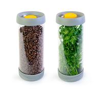 PIKA | Lot de 2 bocaux sous vide en verre 1,5L | Couvercle avec mise sous vide intégrée | Boîte de rangement alimentaire hermétique | café, céréales, biscuits, chips, herbes fraiches, anti mites