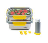 PIKA | Lot de 2 boites alimentaires sous vide en inox + pompe de mise sous vide | 820ml + 1200ml