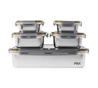 PIKA | Lot de 5 boites alimentaires en inox |1x 5000ml + 2x 1300ml + 2x 650ml | Spécial Batch cooking |