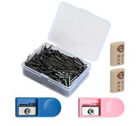 PIKABOOM Jeu de Mines pour Compas : 500 Mines 2B, 2mm de diamètre, avec Taille-Crayons et Gomme. Idéal pour Bureau, école, Compatible comme Rechange pour Compas (y Compris Faber Castell)