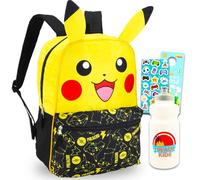 Pikachu Ensemble sac à dos pour garçons - Ensemble avec sac à dos Pokémon de 40,6 cm, bouteille d'eau, autocollants, plus | Sac à dos Pokémon pour l'école, multicolore, Pokemon Backpack Set, Sac à dos
