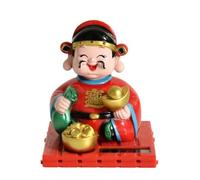 Pikapuka Statue de moine à énergie solaire et Dieu de la richesse/Bouddha Maitreya - Décoration d'intérieur créative pour voitures et maisons - Idée cadeau unique (Dieu de la richesse qui hoche la