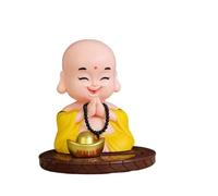 Pikapuka Statue de moine à énergie solaire qui hoche la tête et Dieu de la richesse/Bouddha Maitreya - Décoration d'intérieur créative pour voitures et maisons - Idée cadeau unique (attire la richesse
