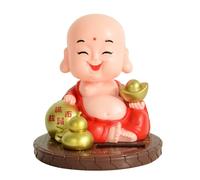 Pikapuka Statue de moine à énergie solaire qui hoche la tête et Dieu de la richesse/Bouddha Maitreya - Décoration d'intérieur créative pour voitures et maisons - Idée cadeau unique (retour avec plein