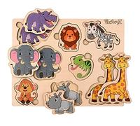 PikatoyZ® Jouet Enfant 1, 2 et 3 Ans - Jeu Éducatif Idéal pour Cadeau de Noël ou Anniversaire - Puzzle en Bois pour Bébé Garçon ou Fille - Jeux Montessori avec Puzzles Animaux de la Jungle