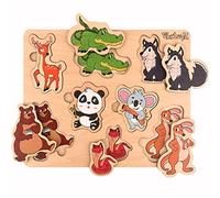 PikatoyZ® Jouet Enfant 1, 2 et 3 Ans - Jeu Éducatif Idéal pour Cadeau de Noël ou Anniversaire - Puzzle en Bois pour Bébé Garçon ou Fille - Jeux Montessori avec Puzzles Animaux de la Jungle