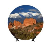 Pikes Peak Colorado Assiettes décoratives en porcelaine anglaise Assiette décorative avec présentoir Ornement en céramique fait à la main Personnalité Assiette à dîner en porcelaine Artisanat pour la