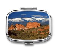 Pikes Peak Colorado Boîte à médicaments portable à 2 compartiments pour poche et sac à main Boîte à médicaments portable pour vitamines Cadeau de voyage unique