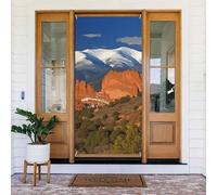 Pikes Peak Colorado Couverture de porte Décorations Welcome Spring Seasonal Porche Bannière Panneau Photo Fond Porte D'entrée Bannière Suspendue Pour Intérieur Extérieur 183 x 90 cm