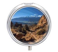 Pikes Peak Colorado Pilulier étanche portable en métal résistant à l'humidité avec 3 compartiments