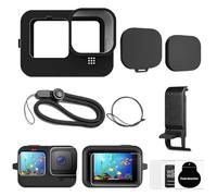 Pikioraz Kit d'accessoires 8 en 1 pour Go Pro Hero12 11 10 9 - Coque en silicone - Cache côté batterie - Cache d'objectif - Film de protection d'écran - Cordon - Accessoires pour Go Pro Hero