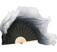 PIKITER Éventail de Danse dégradé de Couleurs, 51 cm de Long, Voile de Danse Orientale égyptienne, Accessoire de Spectacle National, 1 pièce(Black,Right Hand)