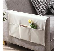PIKITER Organiseur de canapé, Sac de Rangement for Fauteuil avec Poches for télécommandes, téléphones, répertoires, Lunettes, 60 x 110 cm, 1 pièce(White)