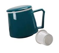 PIKITER Tasse à thé en céramique de Style européen avec infuseur et couvercle, 350 ml, infuseur à thé en feuilles mobiles de couleur unie, for cuisine de bureau, 1 ensemble(Dark Green)
