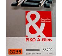 PIKO 55200 HO 6 Rails droits 239mm G239 code 100 1/87 1:87