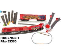 PIKO 57033 + 55380 Kit Débutant Br 2016 + 3 Wagen Piste Ovale Parement Neuf