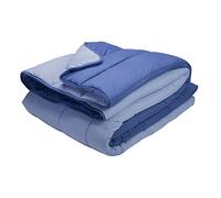 PIKOLIN Couette 140 x 200 cm 300 g Tempérée en Fibre Ecolofil pour Lit 1 Personne - Couette Réversible Toucher Plume, Lavable, Douce et Respirante - Bicolore Bleu Marine