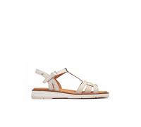Pikolinos Roquetas Sandales Plates Femme | Cuir | Boucle | Blanc