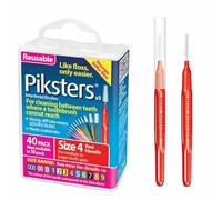 Piksters Interdental Brushes - pour se brosser les dents (40 Pack, Size 4 (Red))