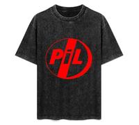 Pil Public Image Limited Logo Punk Alternative John Lydon Men and Women Vintage Washed Short Sleeve T-Shirt Streetwear Loose Casual Size L